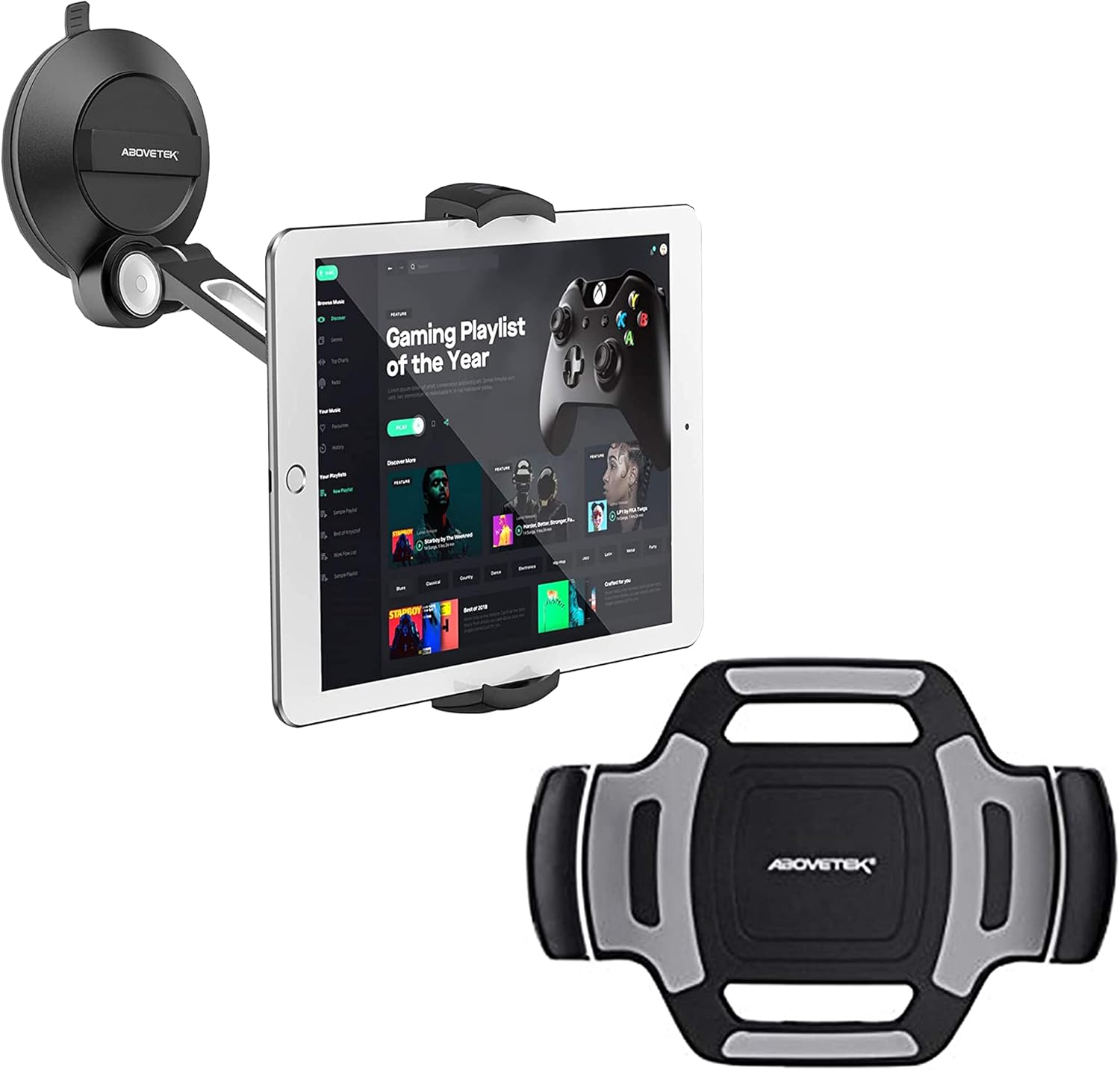 AboveTEK Phone Tablet Stand Holder with Suction Cup Fits 4-11”,Large Sticky Pad Tablet Mount on Kitchen Office Window Bathroom Mirror Car Truck, Bracket Tablet Holder for 5.5-13.5" Tablet & Phone