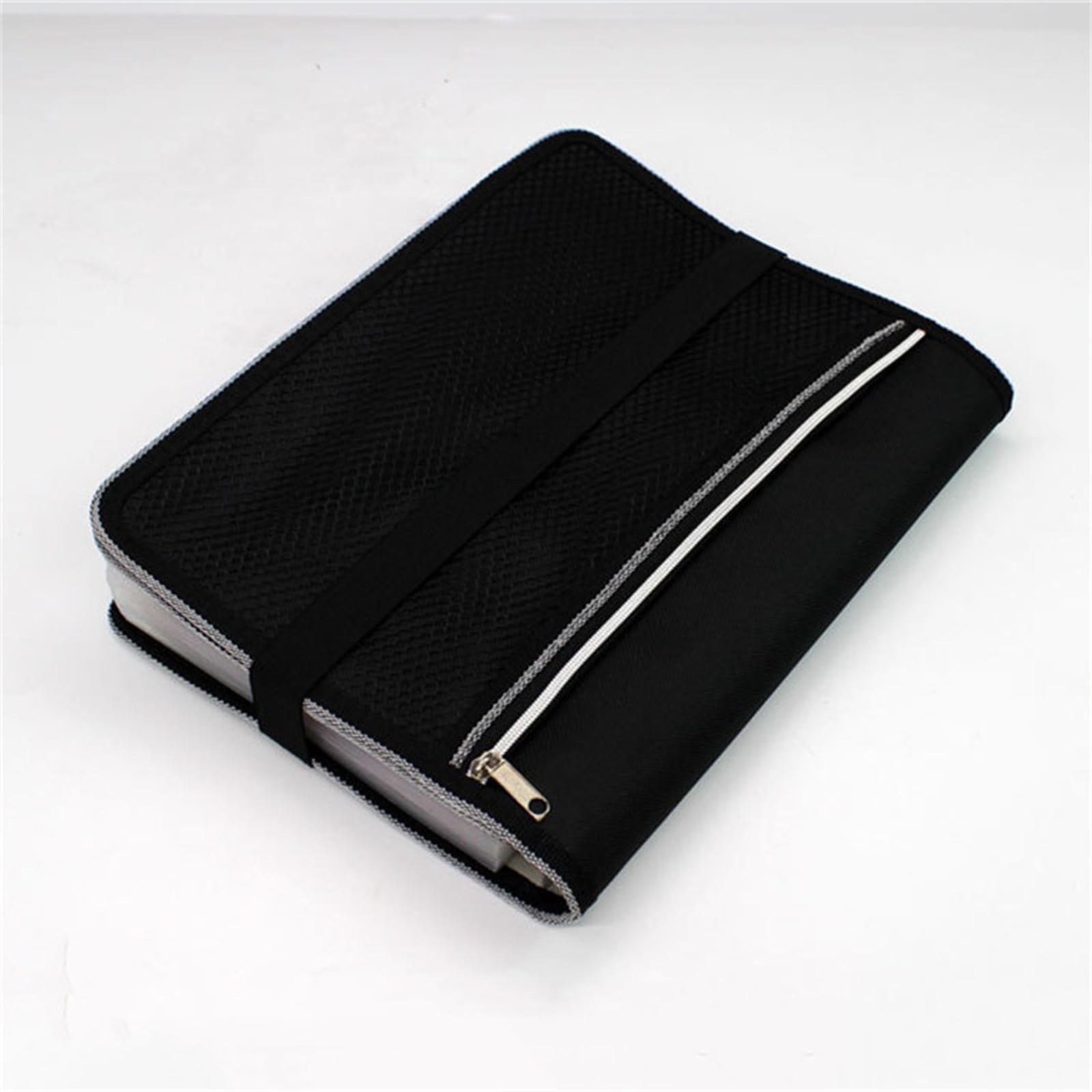 Carpeta Clasificadora Carpeta de almacenamiento de facturas, albarán de entrega, bolsa de documentos estable multicapa, Clip de órgano de tela A5(Black)