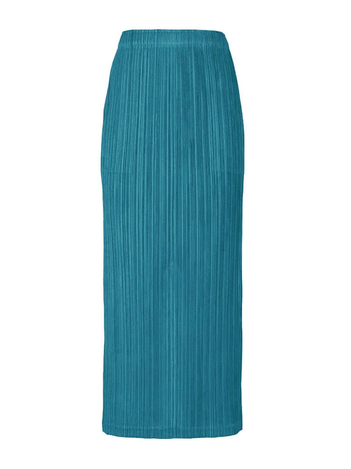 Gonna Lunga Miyake Piegato Donna Moda Stretch Classico Lago Blu A Linea Dritta Gonne Lunghe Stile Causale-Light Green-One Size