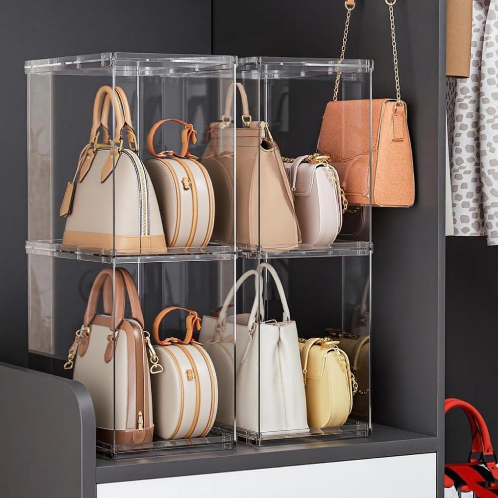 5 Pack Purse Organizer for Closet,Clear Acrylic Display Case for Handbag Organizer, Purse Storage Box, Plastic Storage Bins for Book, Collectibles, Cosmetic (5PC-L) - Image 4