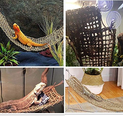 KHLZ US Reptile Hammock Lizard Lounger, 100% Natural Seagrass Fibers for Anoles, Bearded Dragons, Geckos, Iguanas, and Hermit Crabs (Rectangle)