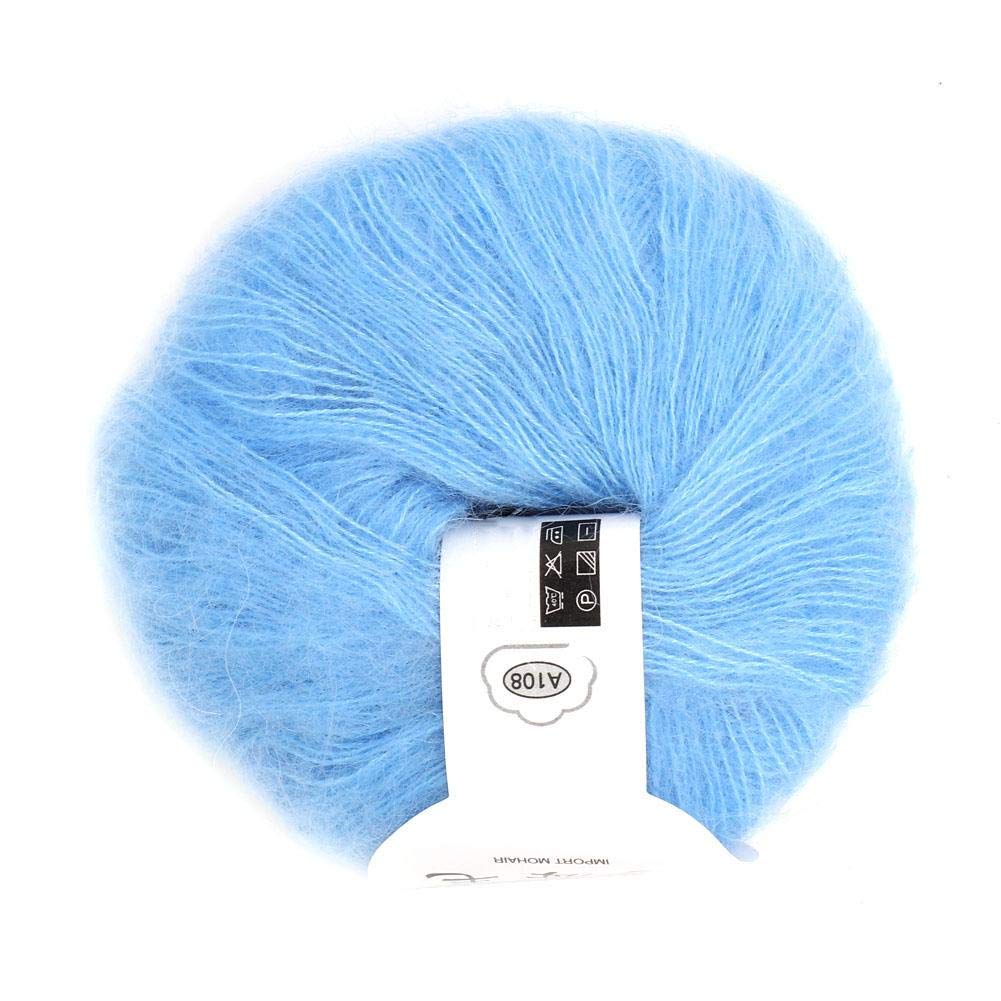 Soft Mohair Cashmere Wool Knitting Yarn Lightweight Hand Knitwear Yarn DIY Shawl Scarf Crochet Thread with A Crochet for Sewing Accessories(Light Blue) - Image 3