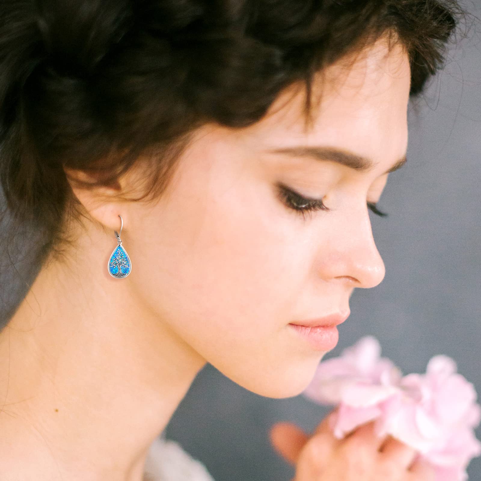 Eusense Pendientes Árbol de la Vida Pendientes de Plata de Ley 925 Pendientes Árbol de la Vida Joyería Regalo para Mujeres Señoras Niñas