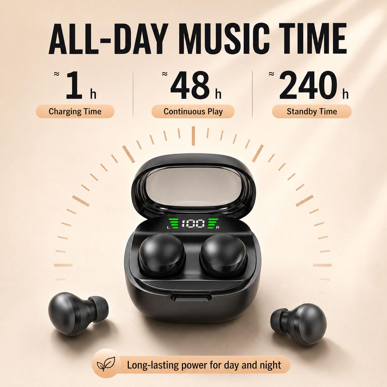 Micool Auriculares inalámbricos invisibles, impermeables, Bluetooth, ligeros, sin dolor, invisibles para dormir sensibles, batería de larga duración (negro)