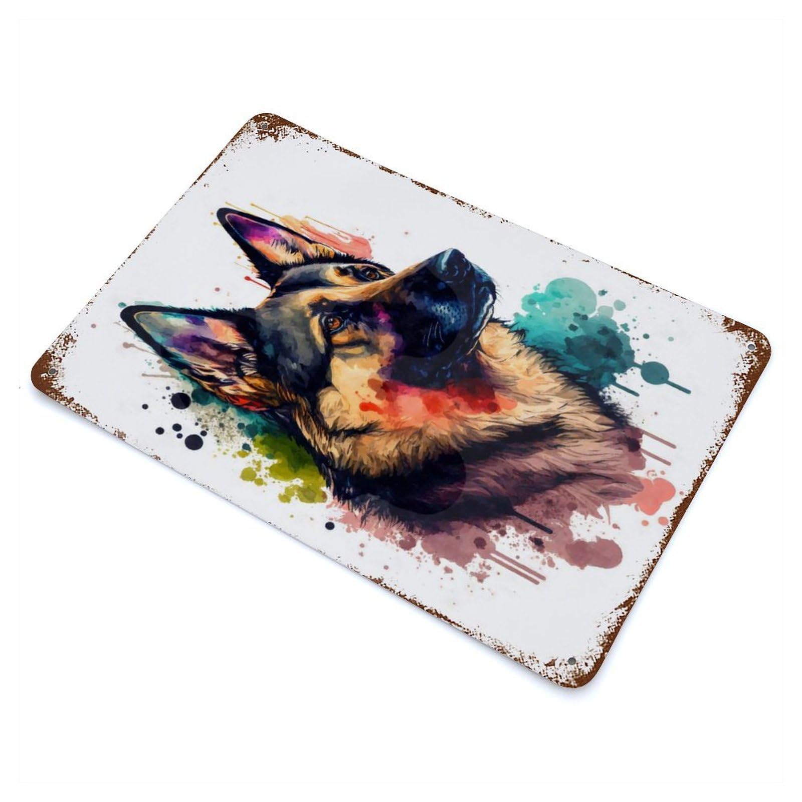 German Shepherd Watercolor Retro Metal Sign 11.8"x7.9", for Garage, Bar And Workshop Decor, Shabby Chic Decor