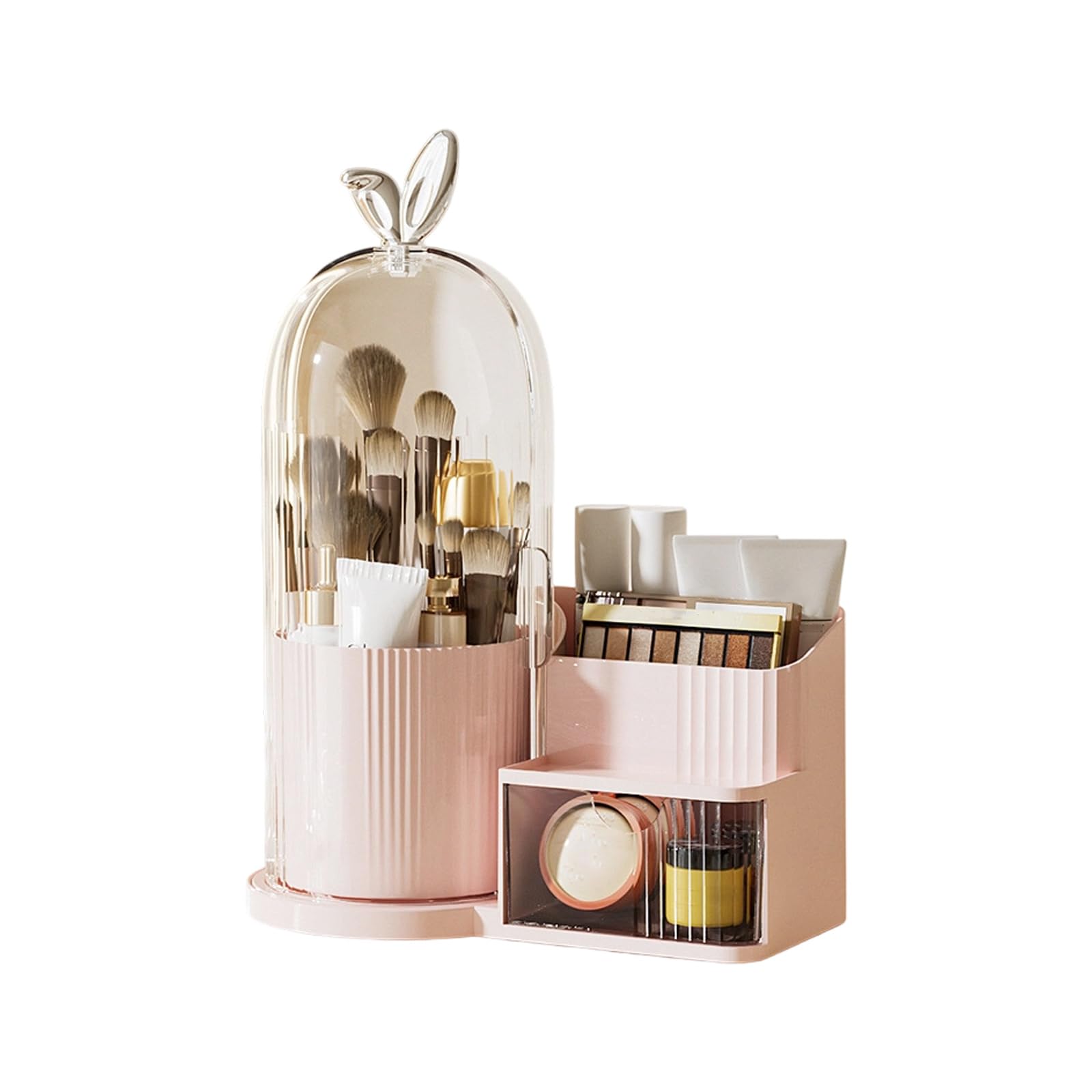 Kaeltsyn Space Saving Rotating Makeup Keeper with 360 Degree Rotation for Easy Access to Cosmetics and Brushes Quick Access Makeup Planner