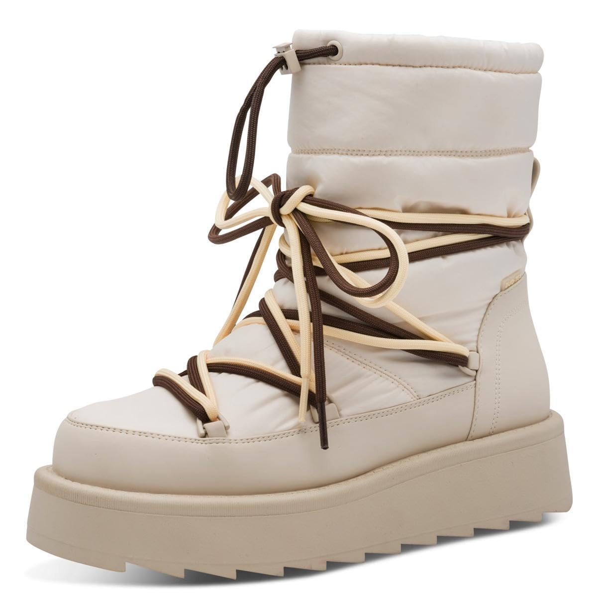 Tamaris Women's Lace-Up Ankle Boots Warm Lining Flat Beige (IVORY), 37