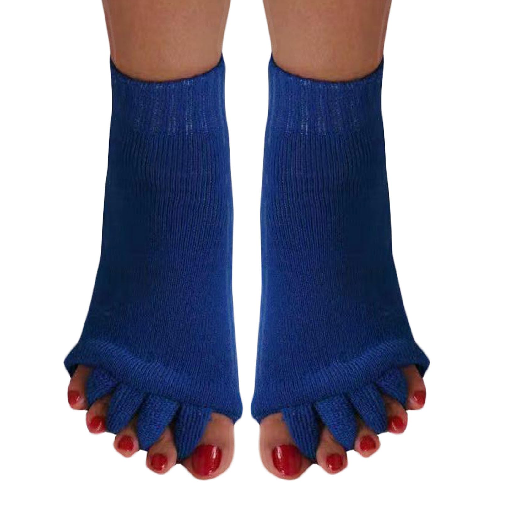 Homrap Women Toe Separator Socks Toeless Foot Alignment Socks for Yoga GYM Massage Pain Relief Improves Circulation Stretchy, Blue, 4.5-9 UK