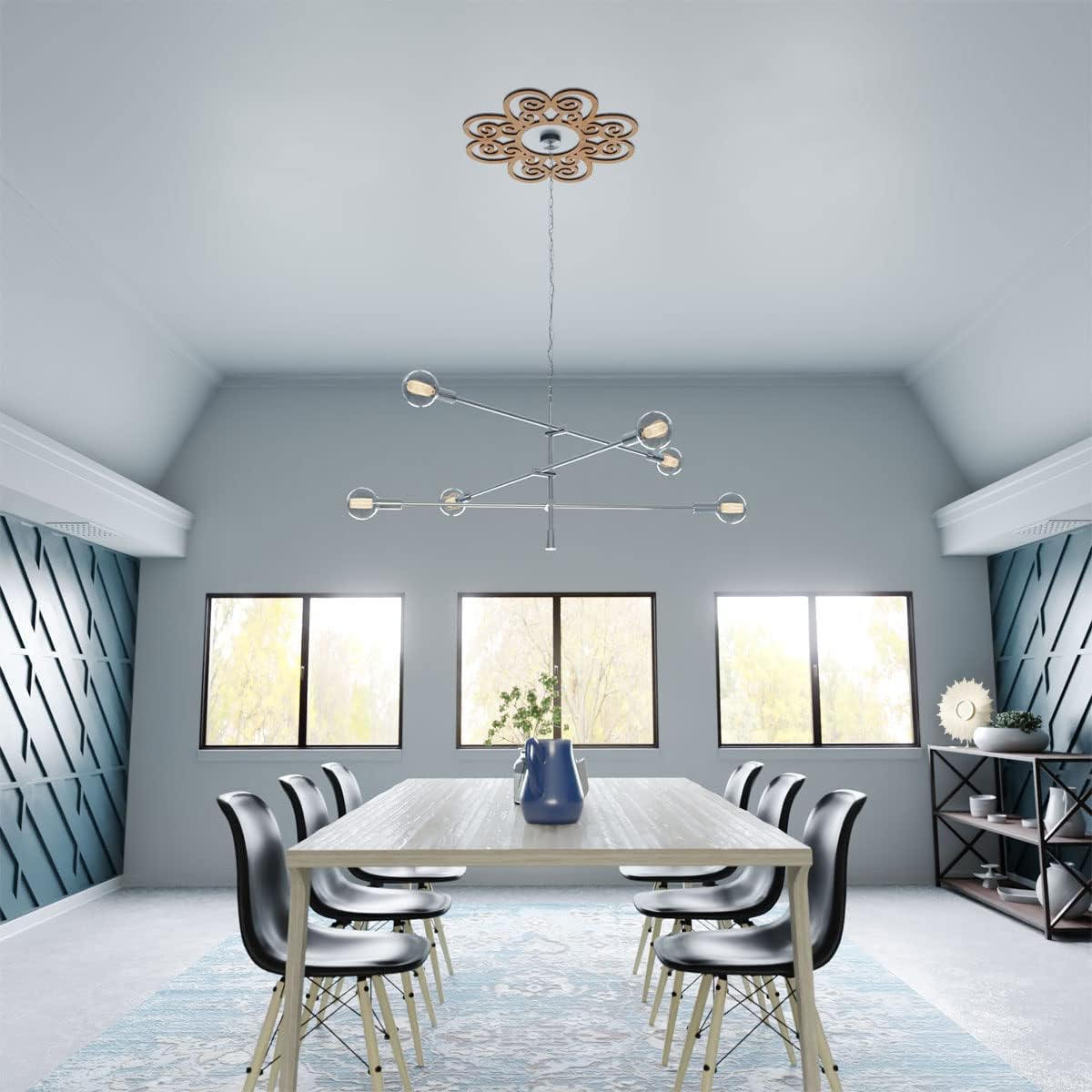 Ekena Millwork 34"OD x 11 5/8"ID x 3/8"T Cohen Wood Fretwork Pierced Ceiling Medallion, Alder