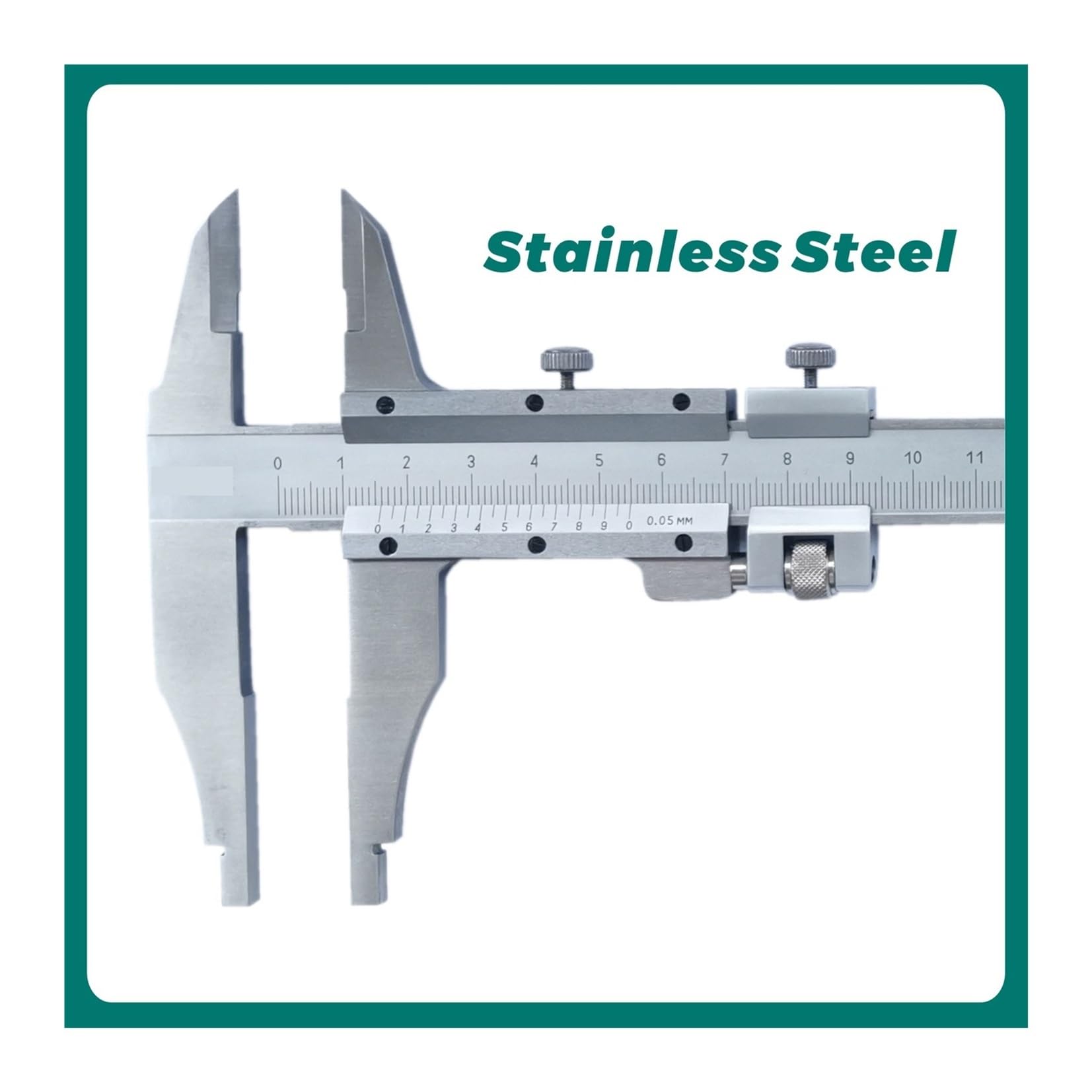 Jednoczęściowa suwmiarka ze stali nierdzewnej 150 mm/6" Standard DIN 200 mm/8" z precyzyjną regulacją 300 mm/12" (141-104 200 x 0,02 mm)