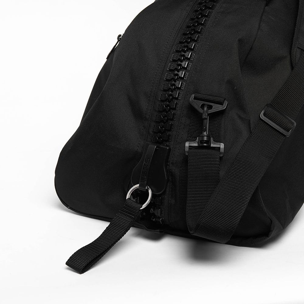 adidas Sac fourre-tout 2 en 1 – Sac de sport noir et doré, se transforme en sac à dos, polyester avec poche latérale zippée et poignées en nylon solides, adapté pour l'entraînement, la salle de sport