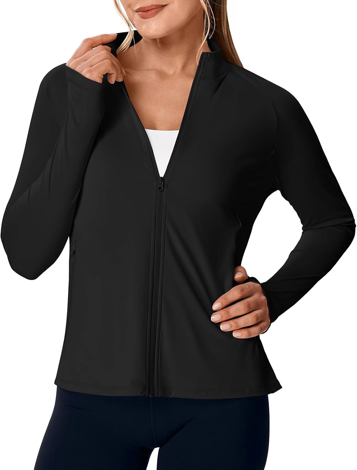 Rdruko Women's UPF 50+ Lightweight Athletic Jackets Sun Protection Full Zip Long Sleeve Packable Workout Shirts Running