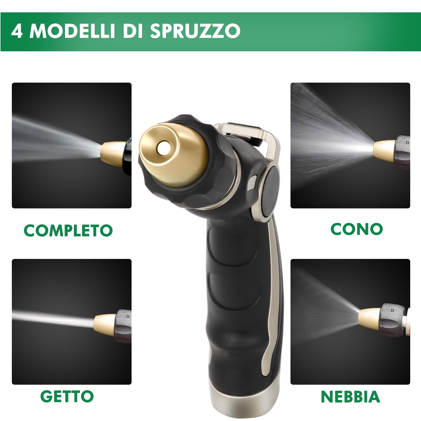 RESTMO Pistola Irrigazione Giardino, Alta Pressione Pistola Piardino Acqua, Spruzzatore in Metallo con 7 Modelli, per Irrigazione di Piante, Lavaggio Auto, Doccia per Animali Domestici -Arancia