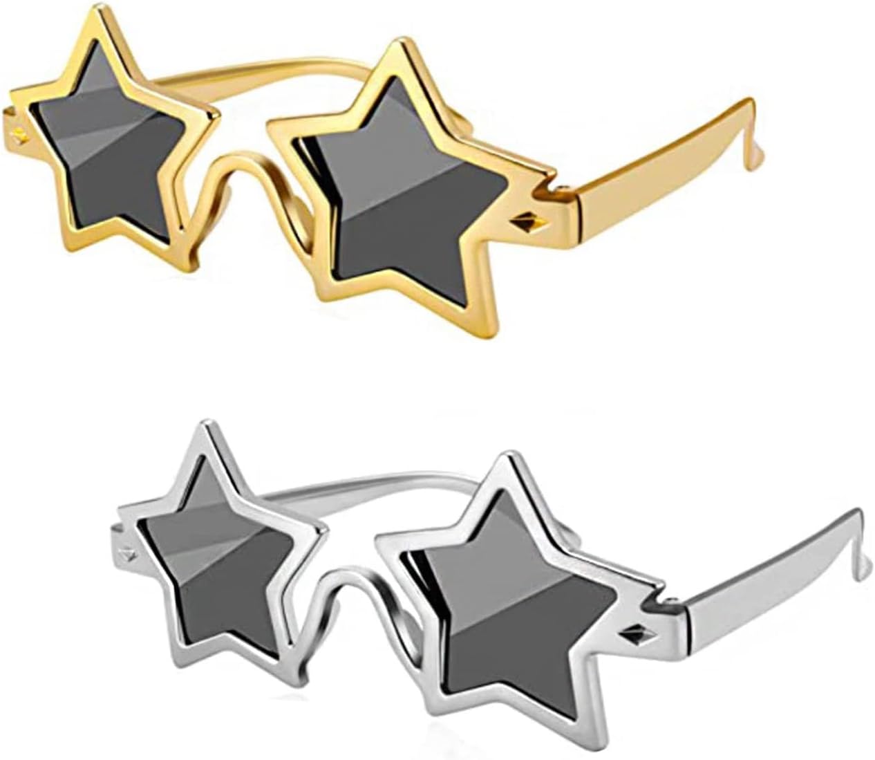 FVIZAL 2 Pcs Star Shaped Sunglasses, Interesting Elton John Glasses,Surprisingly Funky Glasses are Suitable for Halloween, Theme Parties, Shooting Activities and Other Occasions
