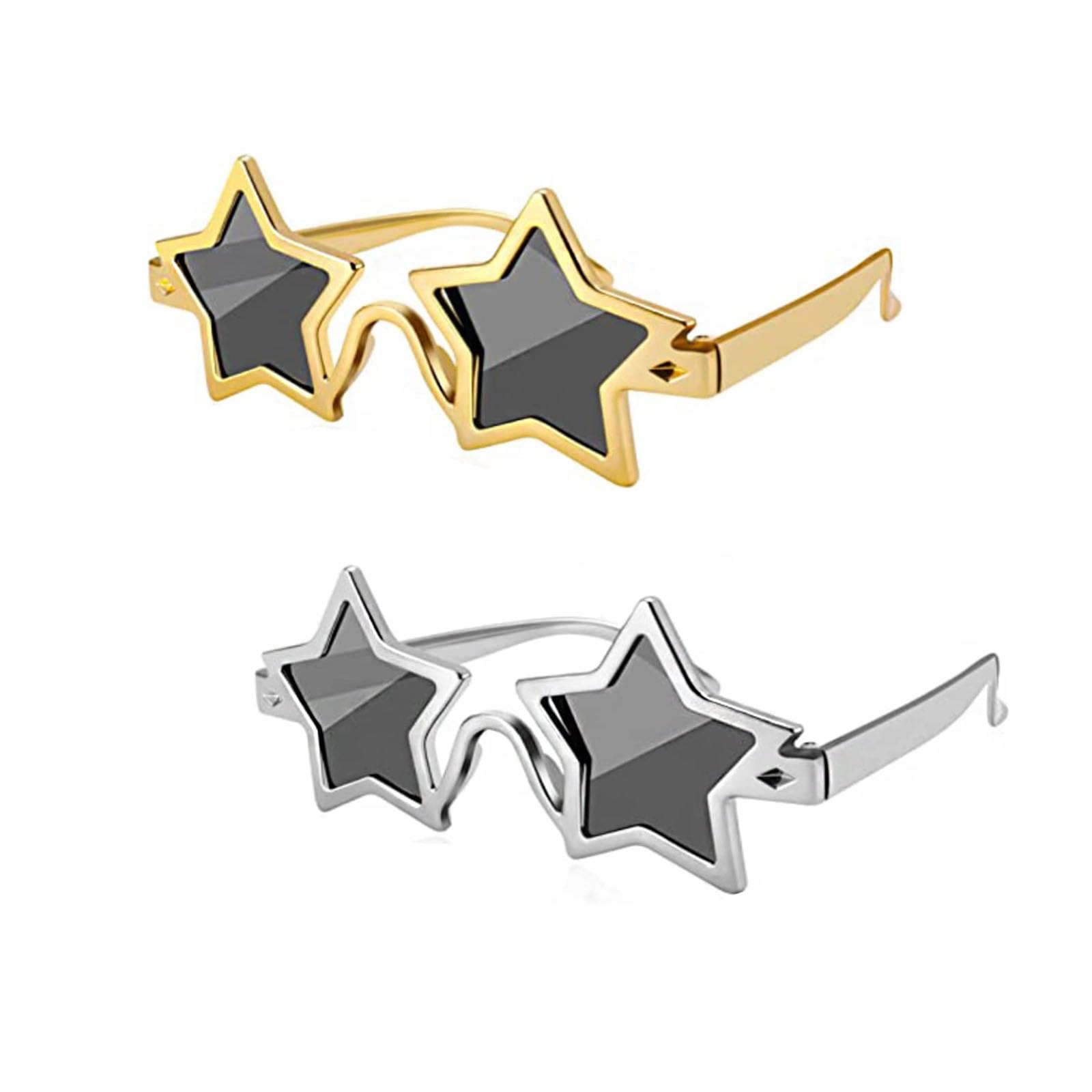 FVIZAL 2 Pcs Star Shaped Sunglasses, Interesting Elton John Glasses,Surprisingly Funky Glasses are Suitable for Halloween, Theme Parties, Shooting Activities and Other Occasions