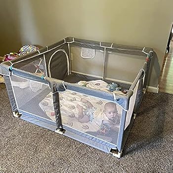 EAQ Baby Playpen, Large Baby Playard,Indoor & Outdoor Kids Activity Center  with Anti-Slip Base, Sturdy Safety Play Yard with Super Soft Breathable ...