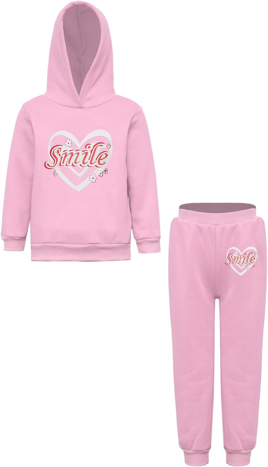 iiniim Girls 2 Piece Sweatsuits Fleece Warm Hoodie Set Sweatshirt and Sweatpants Set Pullover Clothes