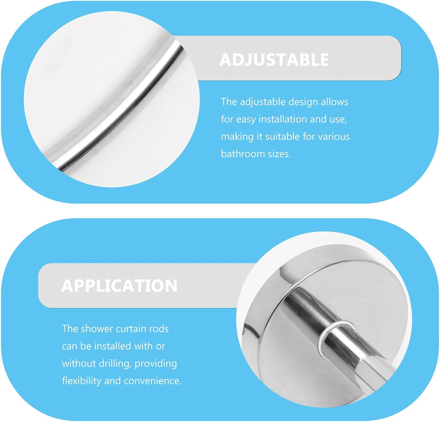 3 Pcs Adjustable Curved Corner Shower Curtain Rod Stainless Steel Tension U-shaped Design No Drilling Needed for Bathroom and Clothes Drying