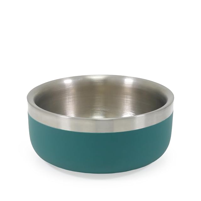 Rosewood Cuenco de Comida para Mascotas de Acero Inoxidable de Doble Pared Premium 350 ml - Verde Azulado