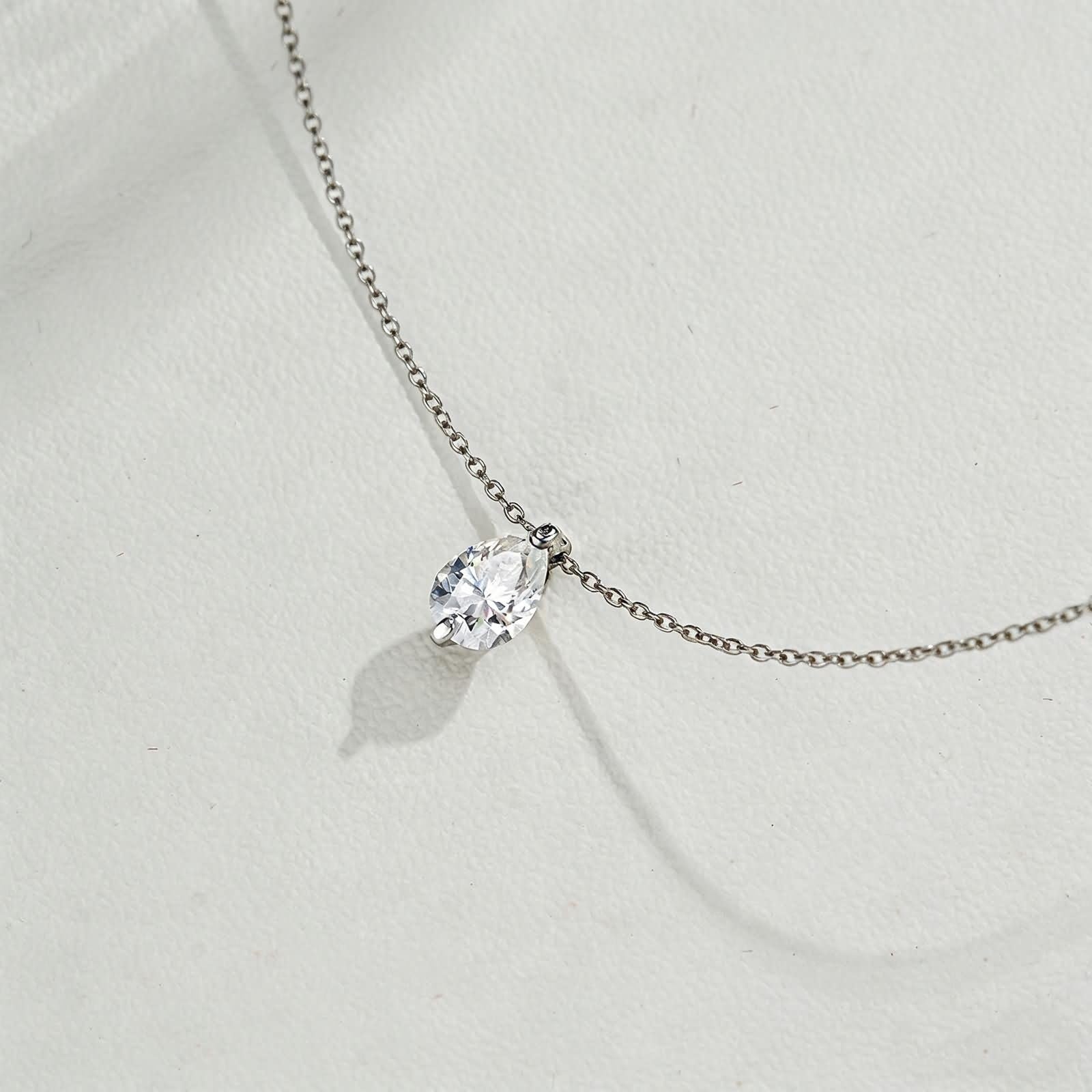 Collar de oro de 14 quilates para mujer, collares simples y delicados de moissanita en forma de gota de agua para mujer, oro blanco de 9 quilates, 14 quilates y 18 quilates