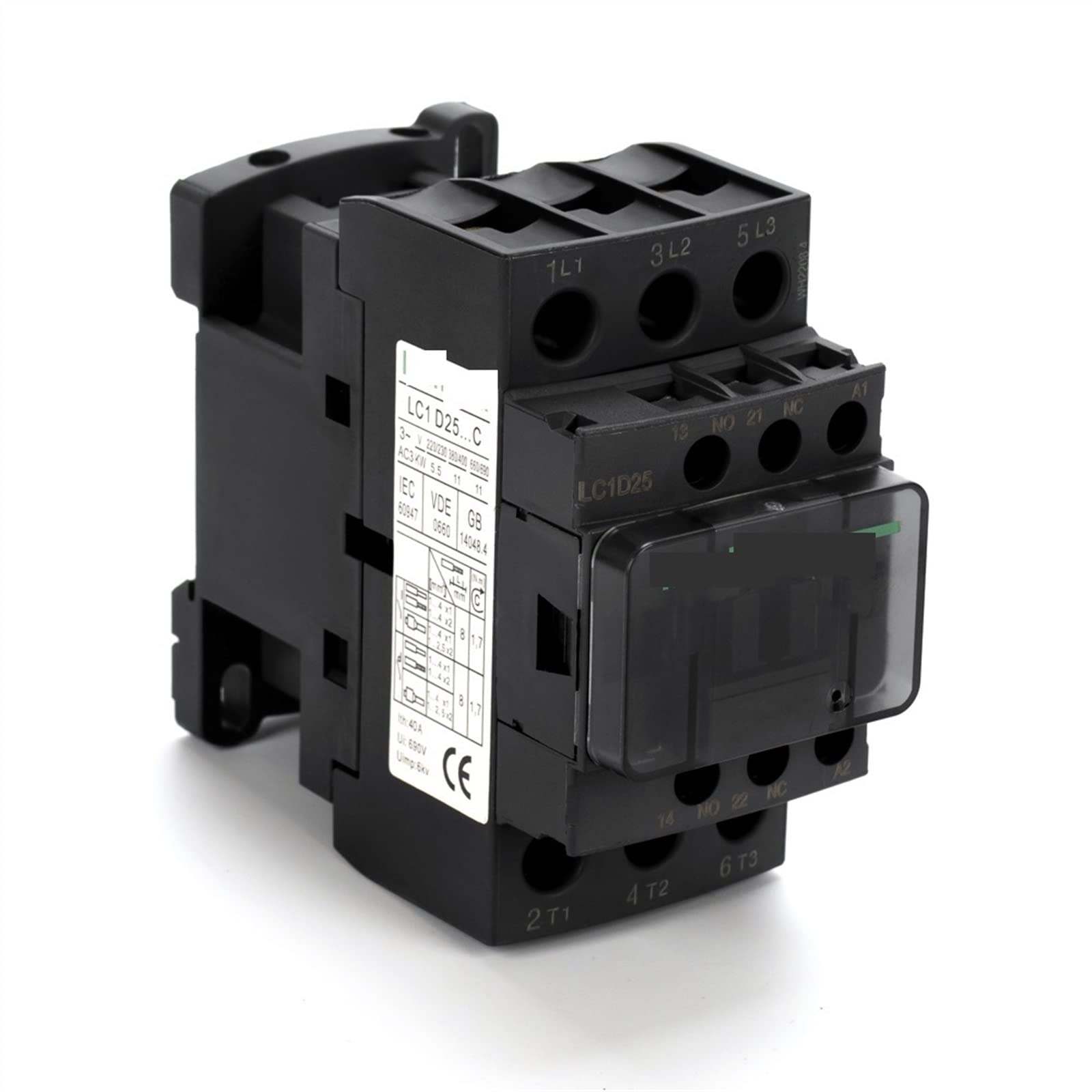 JJHQOKYNA 1Pcs LC1D12 Din Rail AC Contactor Electric Magnetic 3P 25A 30A 40A 50A 220VAC 380VAC 24VAC(D25)