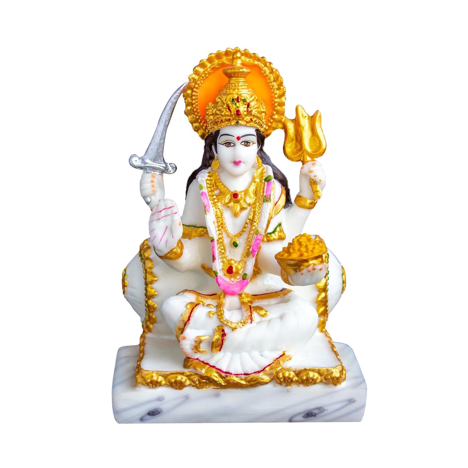KRISHNAGALLERY1 Marble Dust Santoshi MATA Murti Statue Idol for Home Pooja Room Gifted Piece Office Decor 6 Inches (White)-image-21