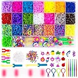 Kreativitäts Gummiband-Set -- Diese Gummibänder können zur Herstellung von Rucksack-Hängespielzeug, Freundschaftsarmbändern, Haarbändern, Charms, Puppen, Taschenzubehör und anderen Loombänder Kreationen verwendet werden!