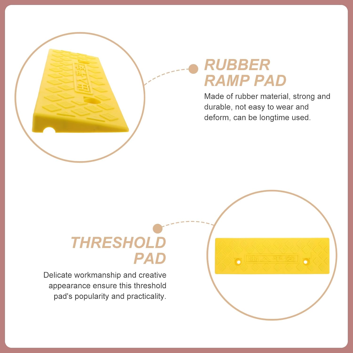 Rubber Threshold Ramp Pad 3cm High Non-Slip Doorway Slope Ramp for Wheelchairs and Robot Vacuum Cleaner Access at Home