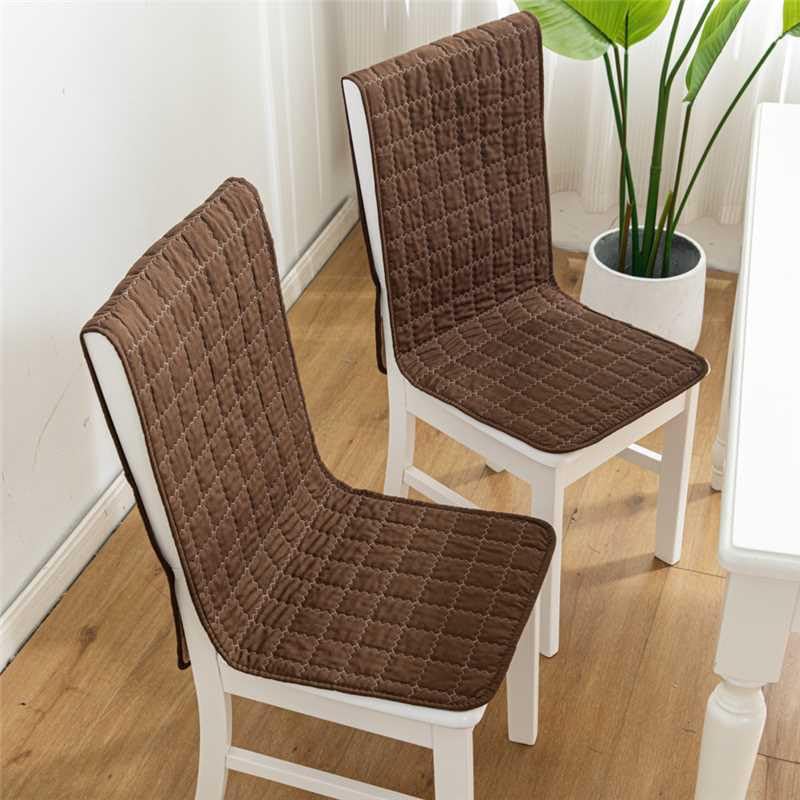 Image of HOMETHREADS Non-Slip Chair Cover-Universal Fit for Kitchen & Dining Chairs-Cushioned Comfort - Stylish Machine Washable Seat Cover-140x40cm (Brown, Pack of 8)