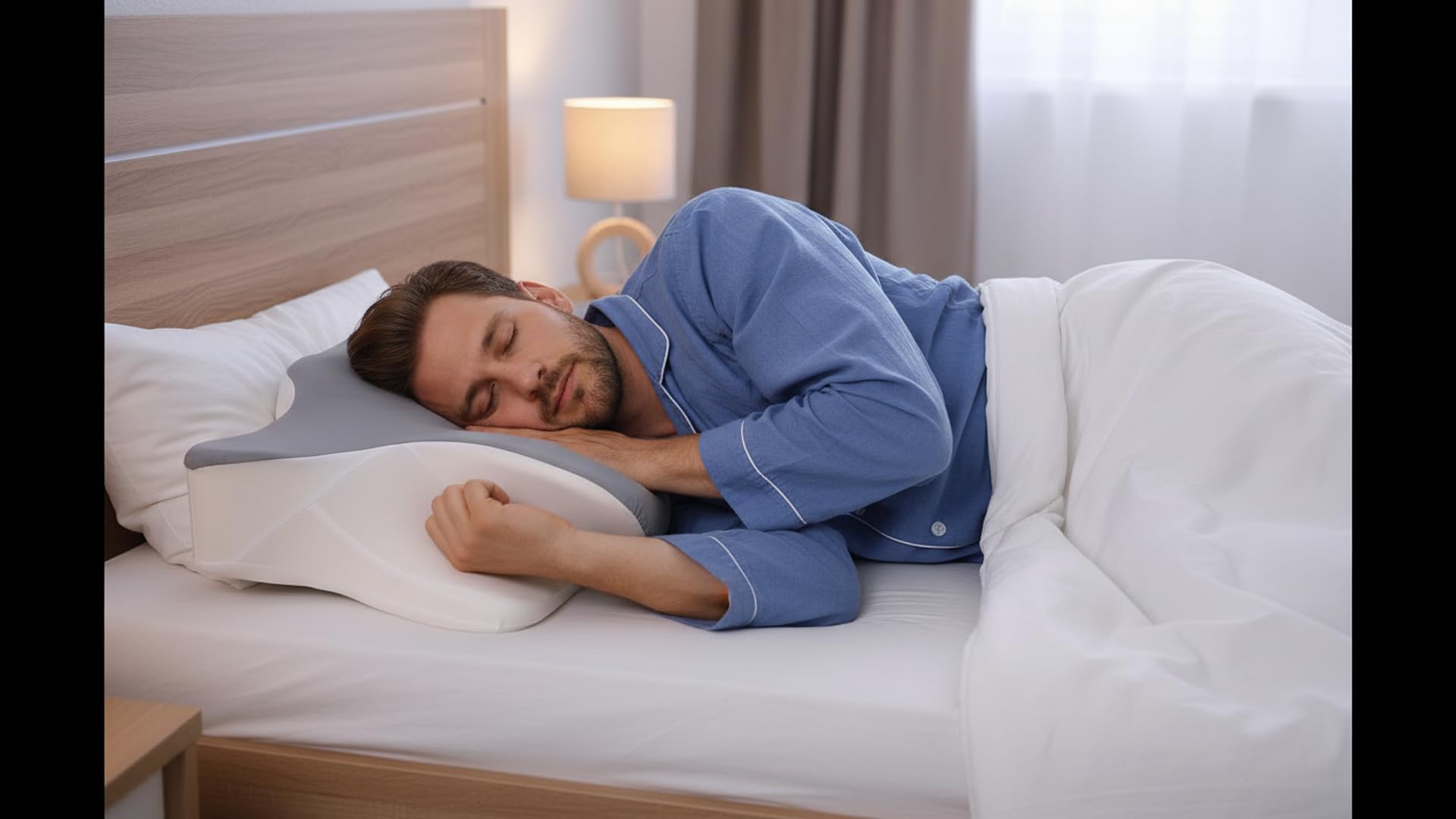 Samsco poduszka motylkowa z pianki memory premium, ortopedyczna, ergonomiczna dla osób śpiących na boki, brzuchu lub plecach