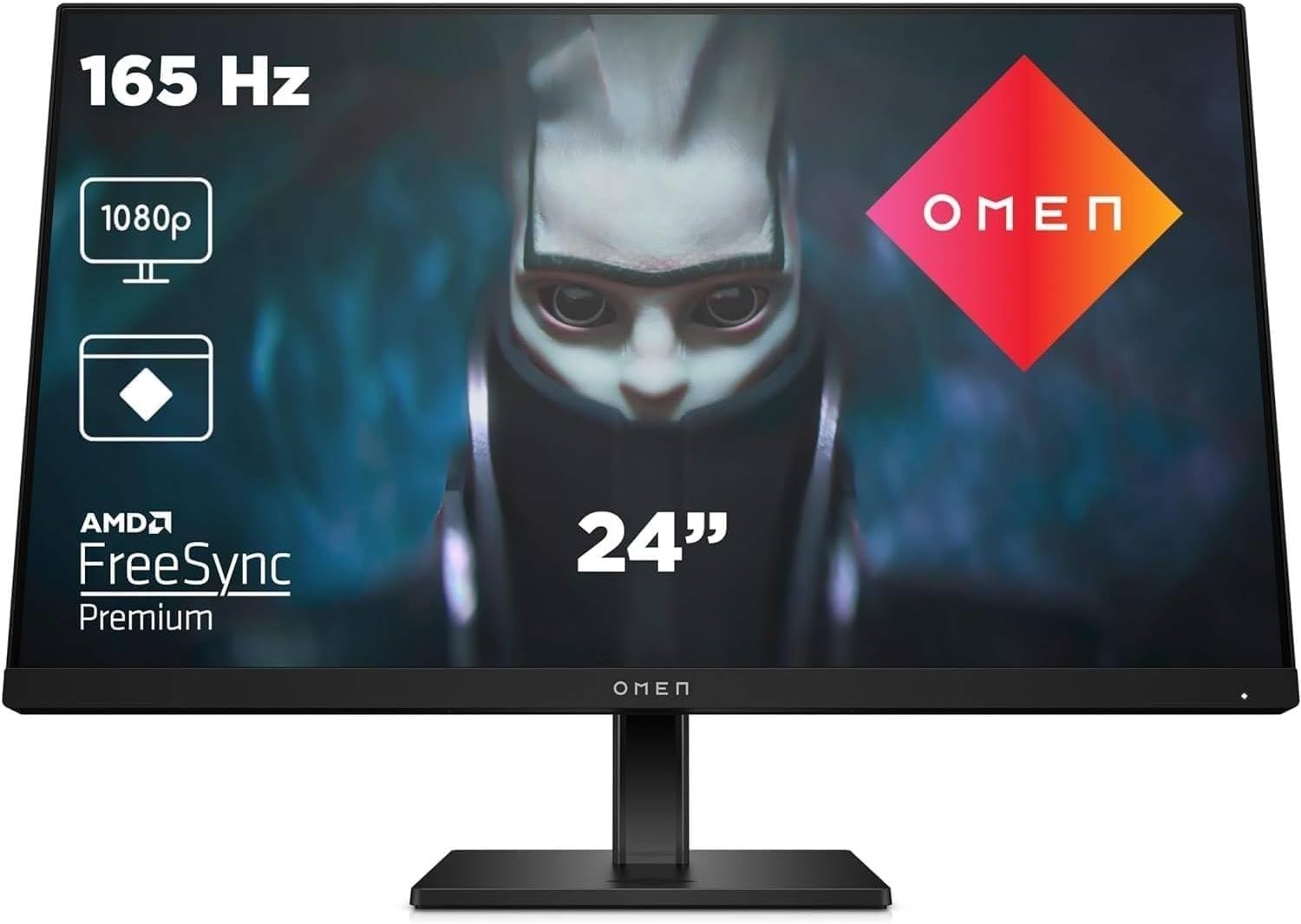 HP OMEN 24 – Monitor Gaming de 24" FHD (1920 x 1080 a 165 Hz, IPS, 16:9, 1ms, HDMI, Antirreflejo, DisplayPort, AMD FreeSync Premium, Compatible con Consolas) Negro