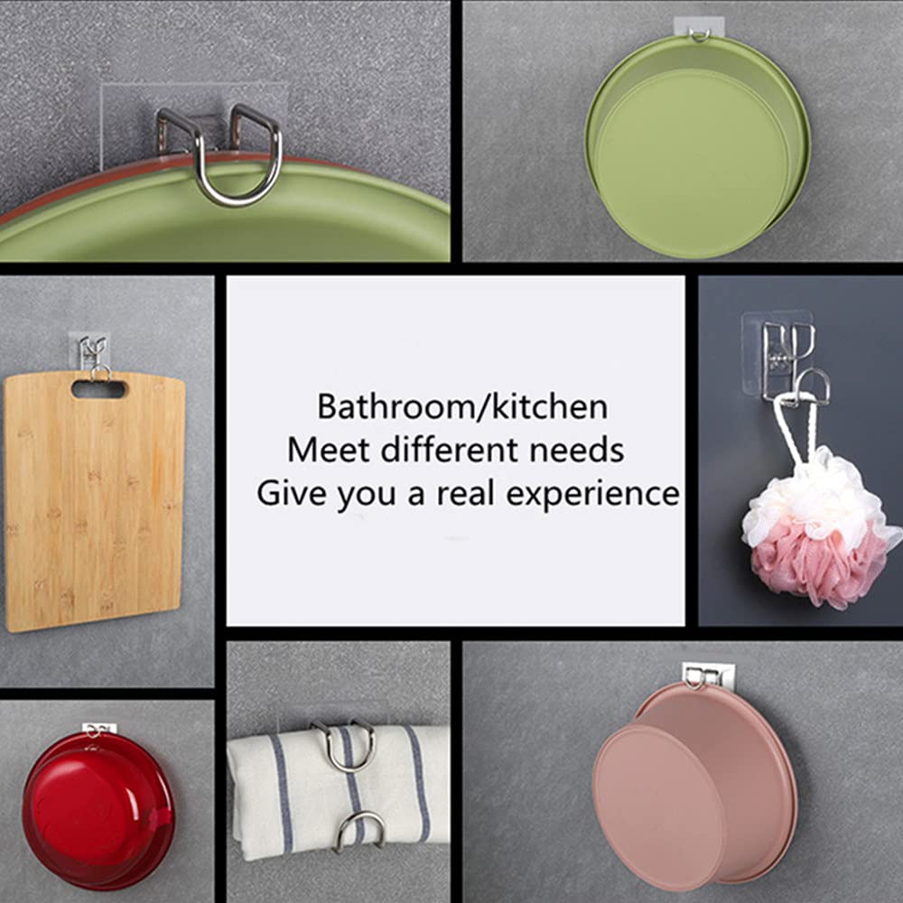 ALINNA Adhesive Hooks, Heavy Duty Washbasin Hook Stainless Steel Robe Towel Hook for Hanging Washbasin Bathroom Kitchen(2 Pack)