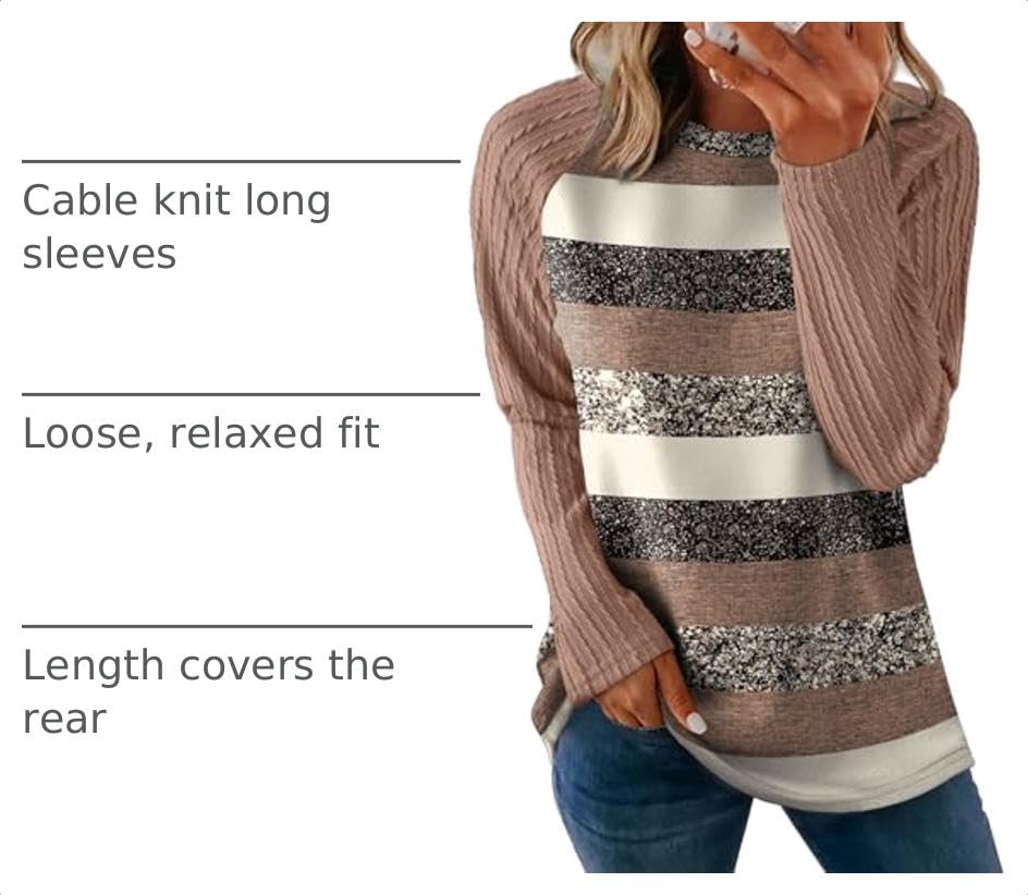 Image of OFEEFAN Long Sleeve Shirts for Womens Fall Fashion 2026 Crewneck Oversized Sweatshirt Tunic Tops to Wear with Leggings