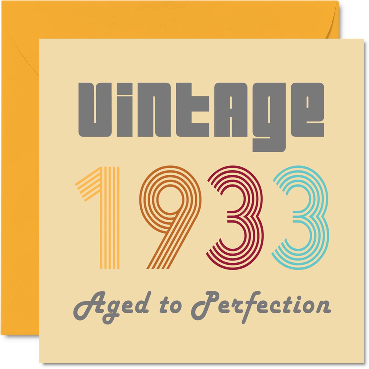 93rd Birthday Cards for Men Women - Vintage 1933 Aged To Perfection - 93 Birthday Card Funny for Her Him, 145mm Greeting Cards Great Grandad Grandma Granny Nanny Nan