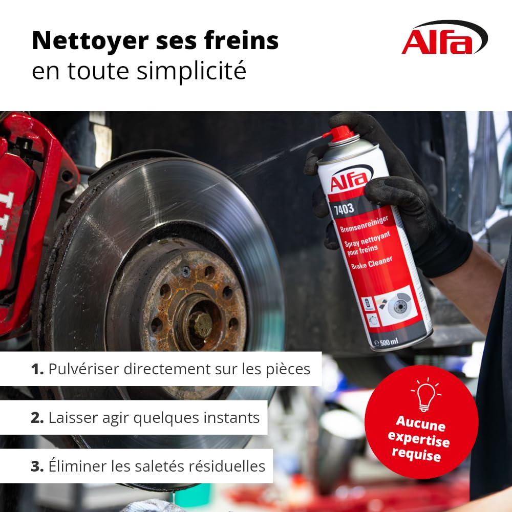 Alfa Nettoyant Freins – Dégraissant Puissant – 500 ML – 48 pièces
