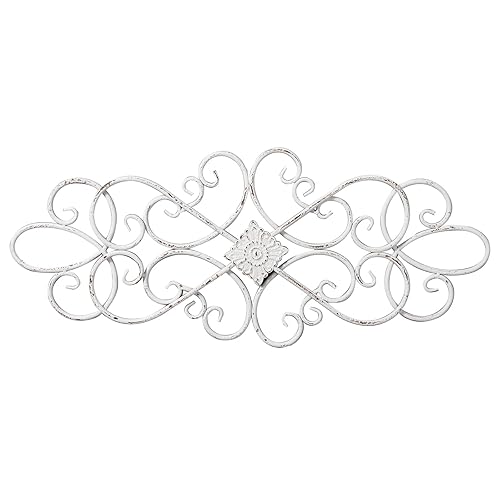 Sintosin White Flower Scroll Metal Wall Art Decor 32" x
