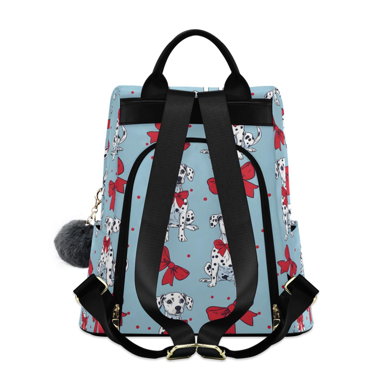 Dalmatian Dog Bows Backpack for Women Anti Theft Large Fashion Travel Shoulder Bag Purse Rucksack Lightweight