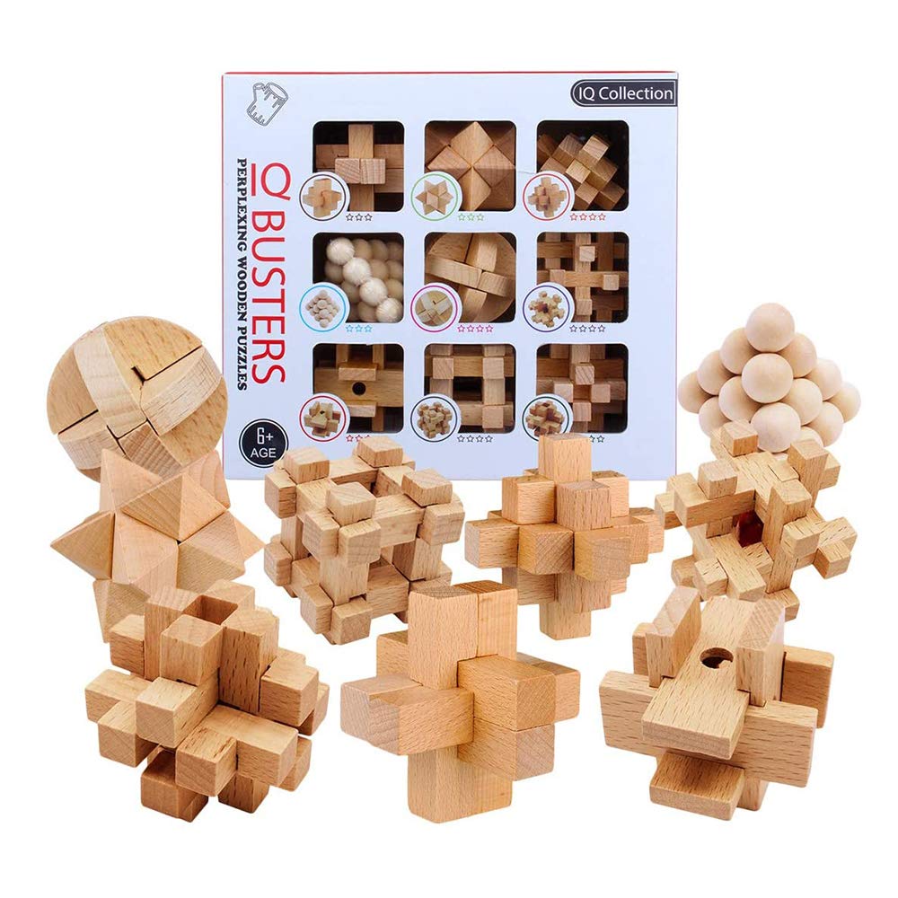 Cosyliving 1Pcs Wooden Brain Teaser Puzzle, IQ Test Toy, Kong Ming Lock Puzzle Disentanglement Puzzles Toy Unlock Interlock Game