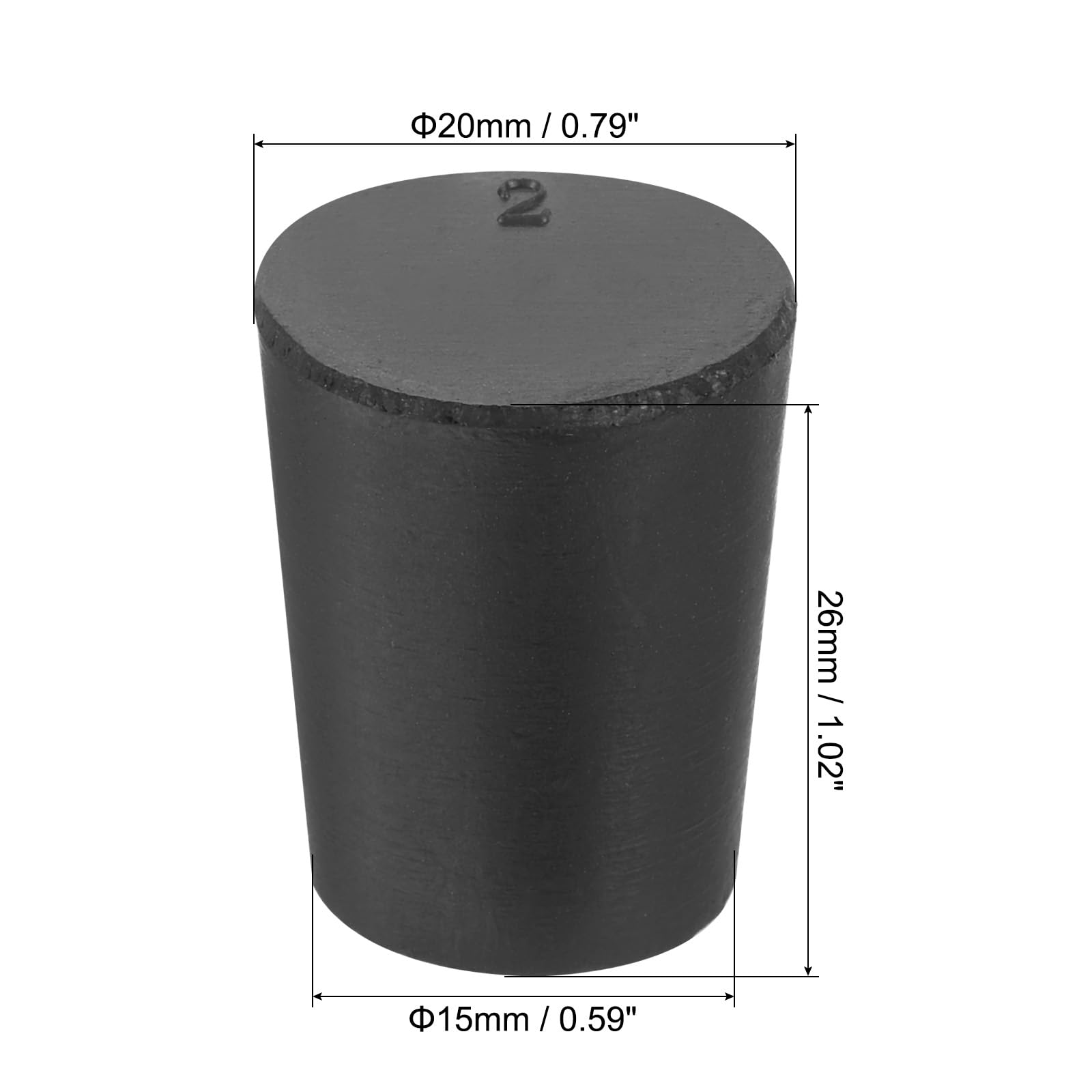 QUARKZMAN Gumowe zatyczki stożkowe 15 mm do 20 mm stałe zatyczki do probówek czarne do laboratorium gospodarstwa domowego 15 sztuk