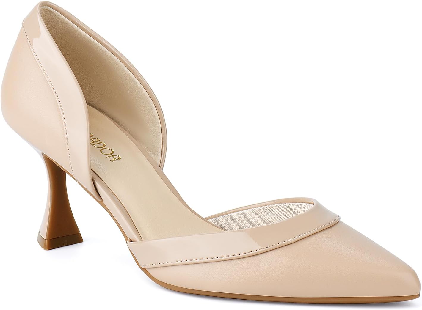 JENN ARDOR Women's Pumps Low Heels Pointed Closed Toe Kitten Dress Shoes for Women Comfortable Stiletto Heeled Sandals Classic Wedding Party D'Orsay Work Pumps 8.5 Nude