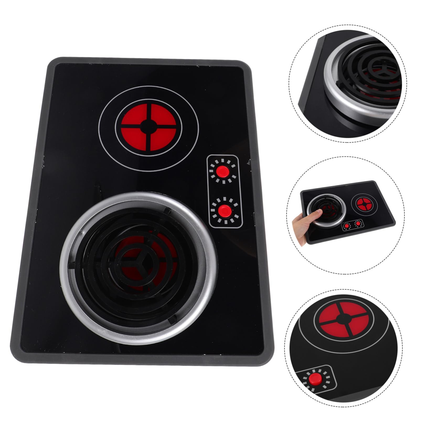 Toddmomy 1 jeu de petite cuisinière à induction simulée : plaque à induction lumineuse réaliste avec effets lumineux et sons jouets de cuisine pour enfants