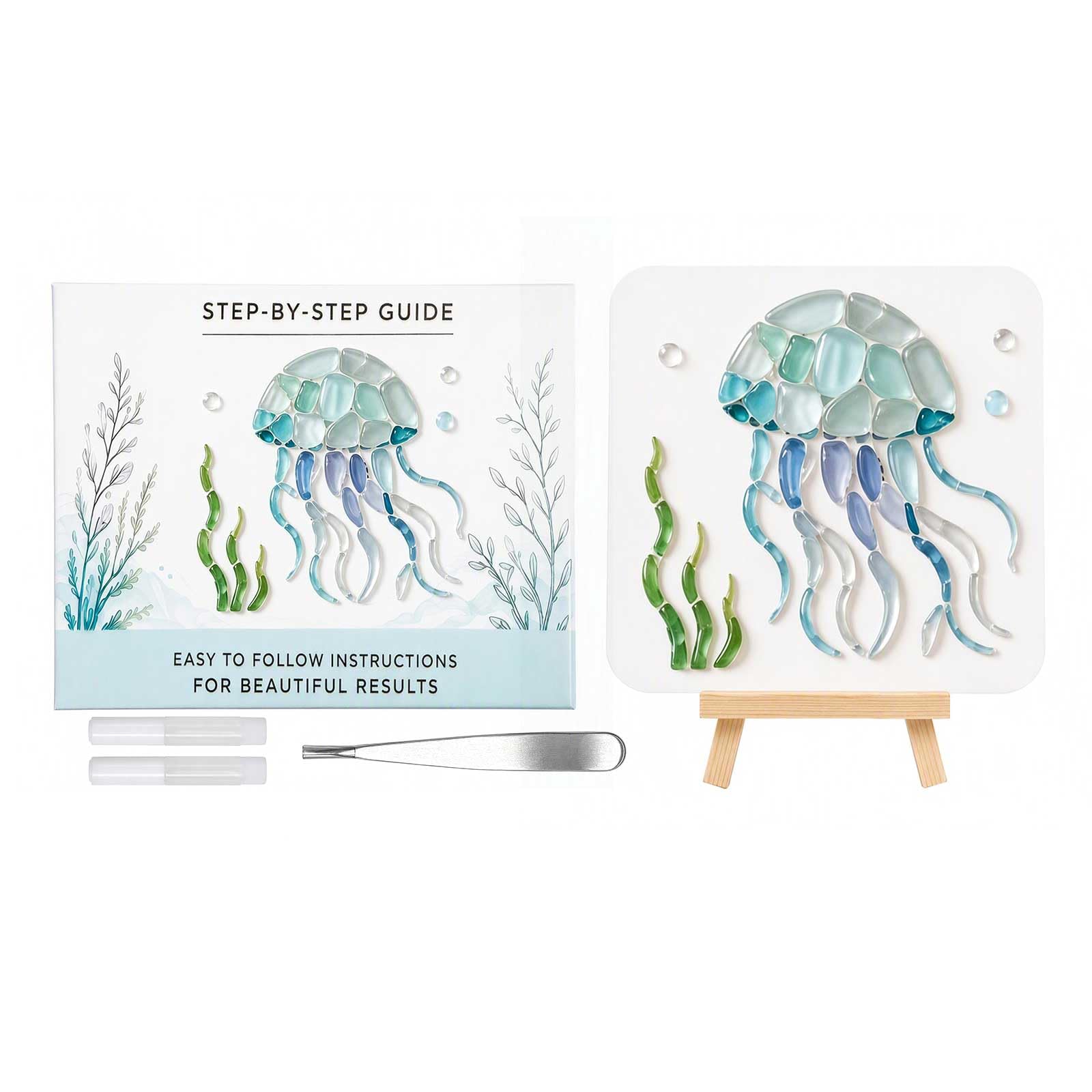 DIY Sea Glass Mosaic Kit Ocean Art Kit Handmade Decor Craft