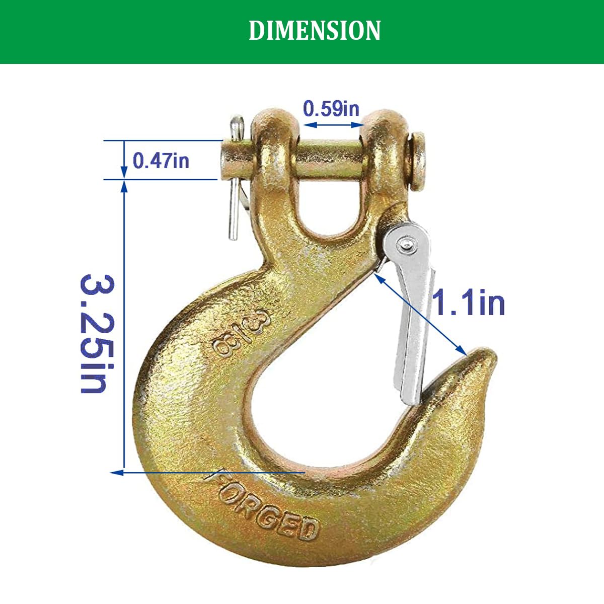 Tow Hooks 4-Pack Grade 70 Clevis Slip Hooks With Latch - 3/8" Tow Chain Hooks, 6600 Lb Capacity Trailer Safety Chain Hooks - Foto 10