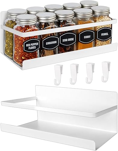 Estante magnético para refrigerador, paquete de 2 organizadores magnéticos para especias, organizador de especias para frascos de especias,