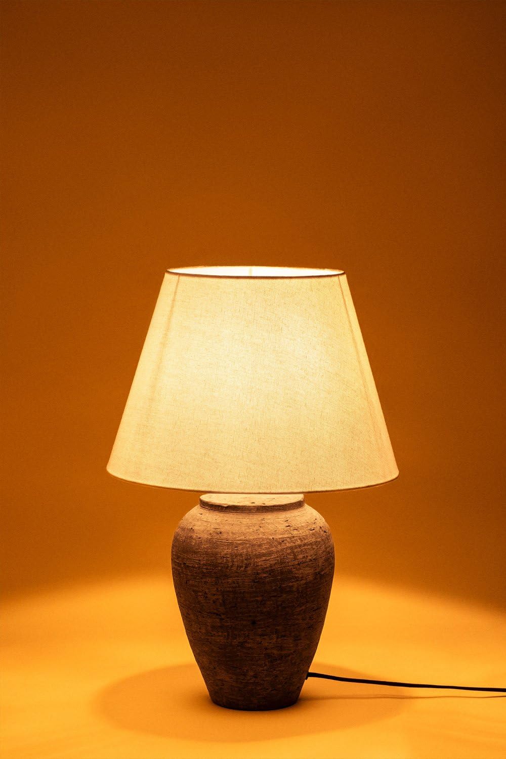 SKLUM Lampe de table Ximena en lin et terre cuite