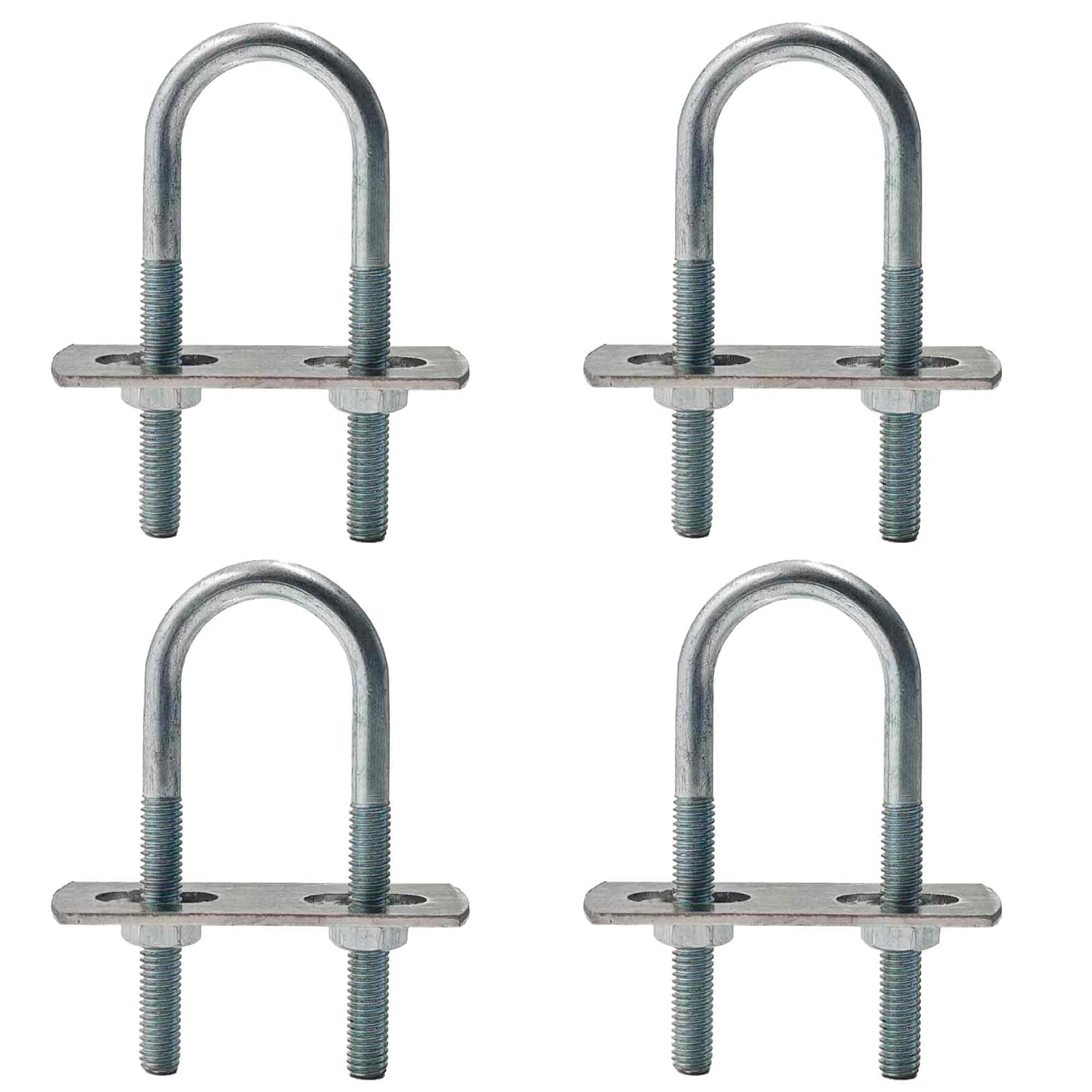 4 Sets M6 Round U-Bolts, 40mm Inner Width 90mm Length with Mounting Plates, Nuts for General Applications