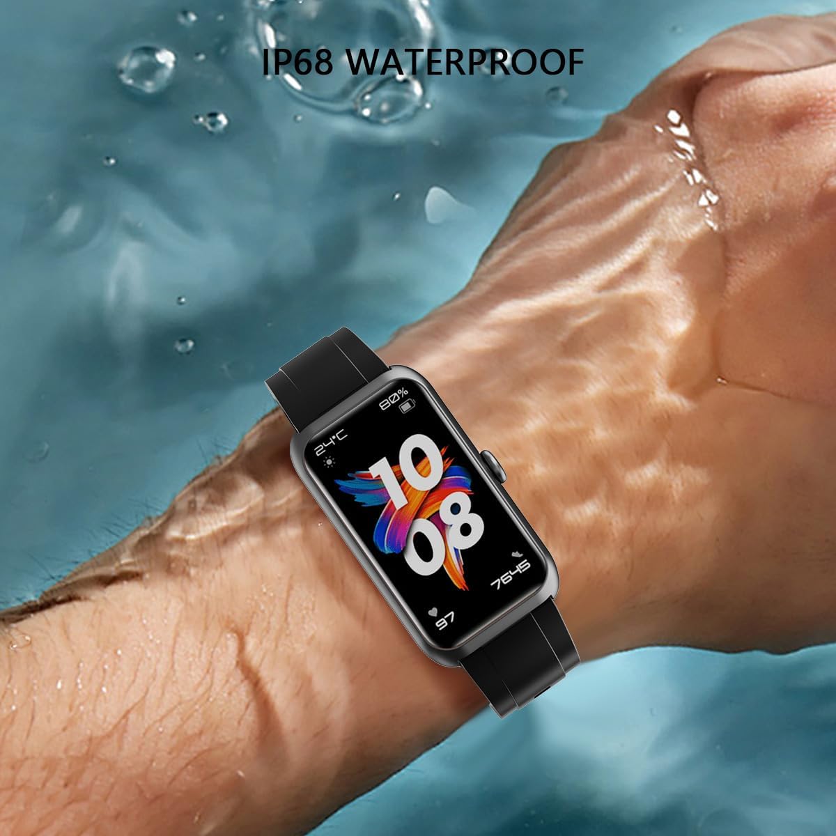 Fitness Tracker Watch for Women Men, Smart Watch with 24/7 Heart Rate Monitor Sleep Tracker Calls and Messages, IP68 Waterproof 1.47" IPS Screen Activity Trackers with Step Tracker, Pedometer (Black)