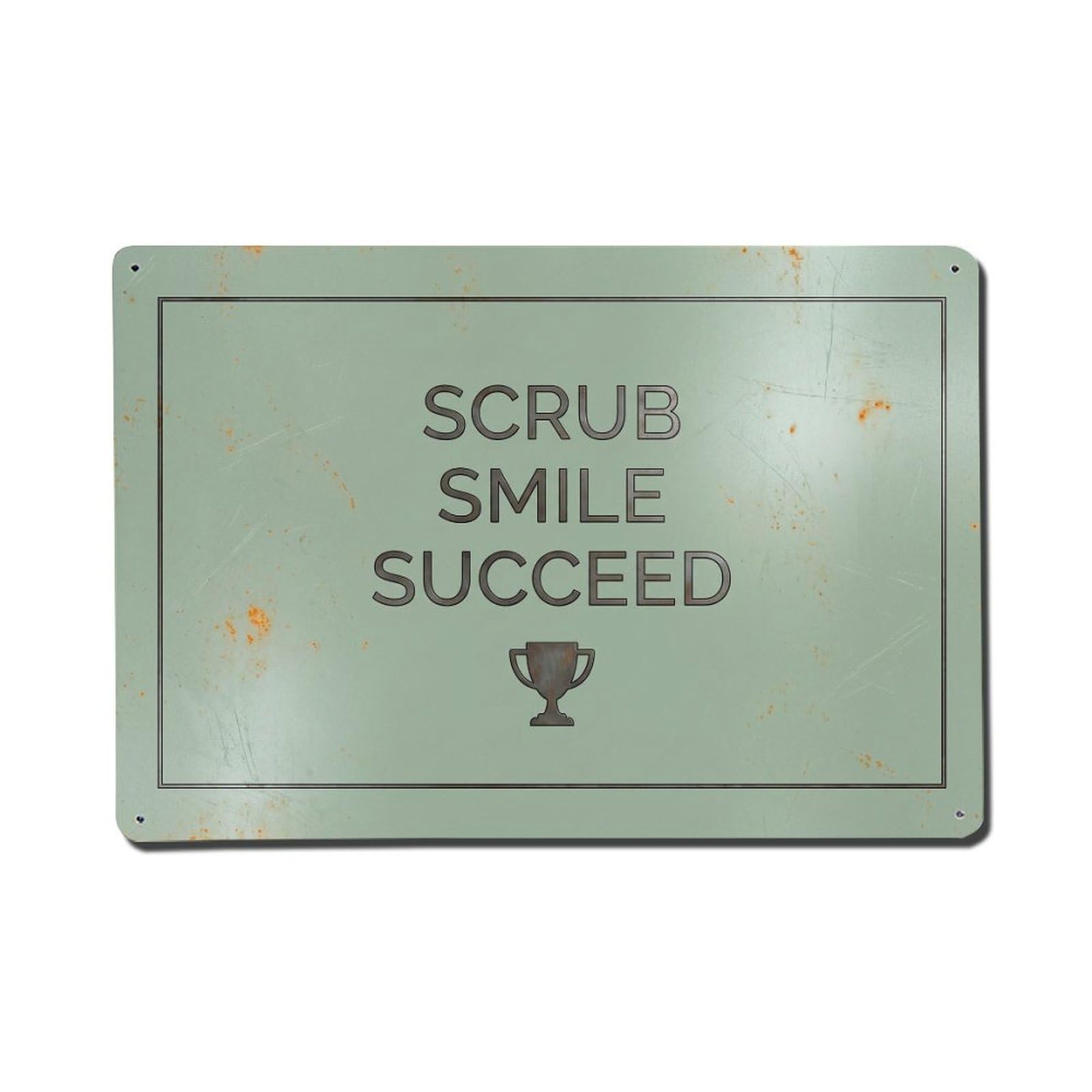 Olhnbad Style Scrub Smile Succeed Hand Washing Quote Text Layout Metal Tin Sign
