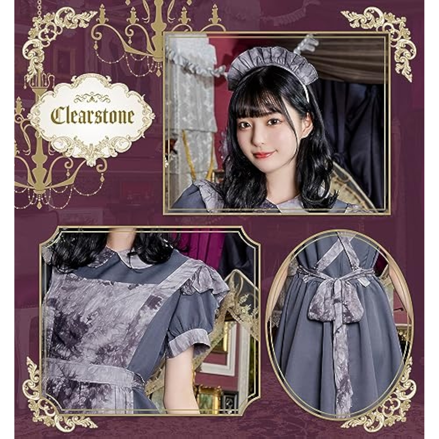 クリアストーン(Clearstone) コスプレ ハロウィン ゴシックミニメイド レディース グレー 詳細画像5