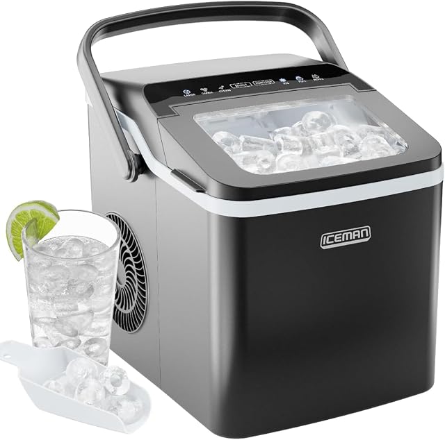 Iceman Dual-Size Ice Maker Countertop - Portable Ice Machine, Large and Small Ice Machine Maker with Self Cleaning, 9 Cubes in 7 Mins, 22lbs/24hrs, for Home, Kitchen, Office, Party, Ice Scoop Included